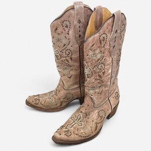 Corral Penelope Sand Distressed Cowboy Boots Women’s US 9.5 M